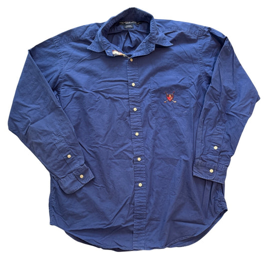 90s Ralph Lauren Golf Tilden Button Up Shirt Shield Crest Logo Men’s Large