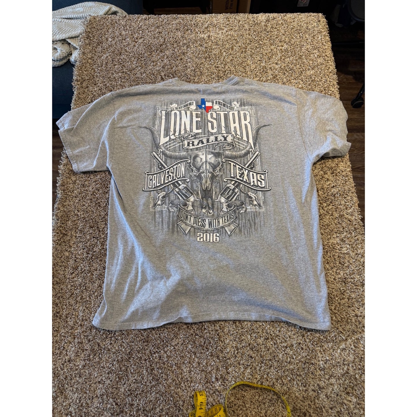 2016 Lone Star Rally Galveston Texas Graphic T-Shirt Men's XL Grey