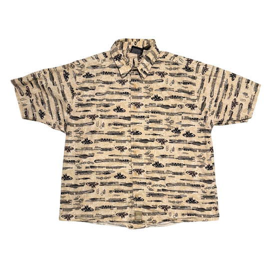 Vintage PNB Nation Short Sleeve All Over Print Button Up Shirt Size L