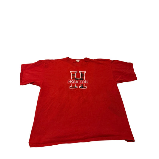 Houston "H" Plaid Red Short Sleeve T-shirt Size 2XL