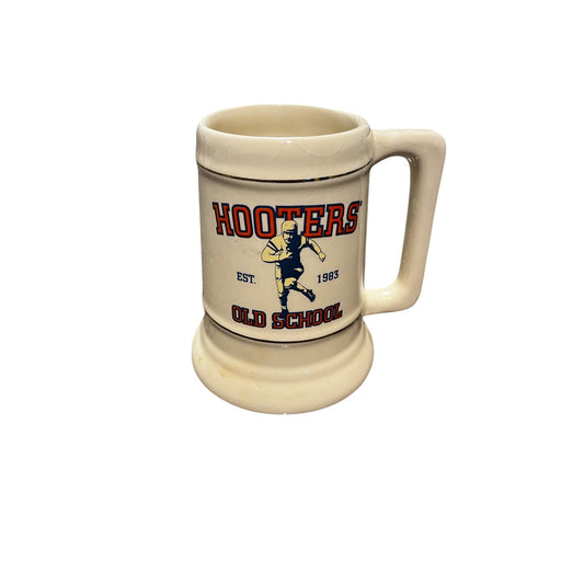 Hooters Vintage "Old School" Est.1983 Football Ceramic Beer Stein Mug