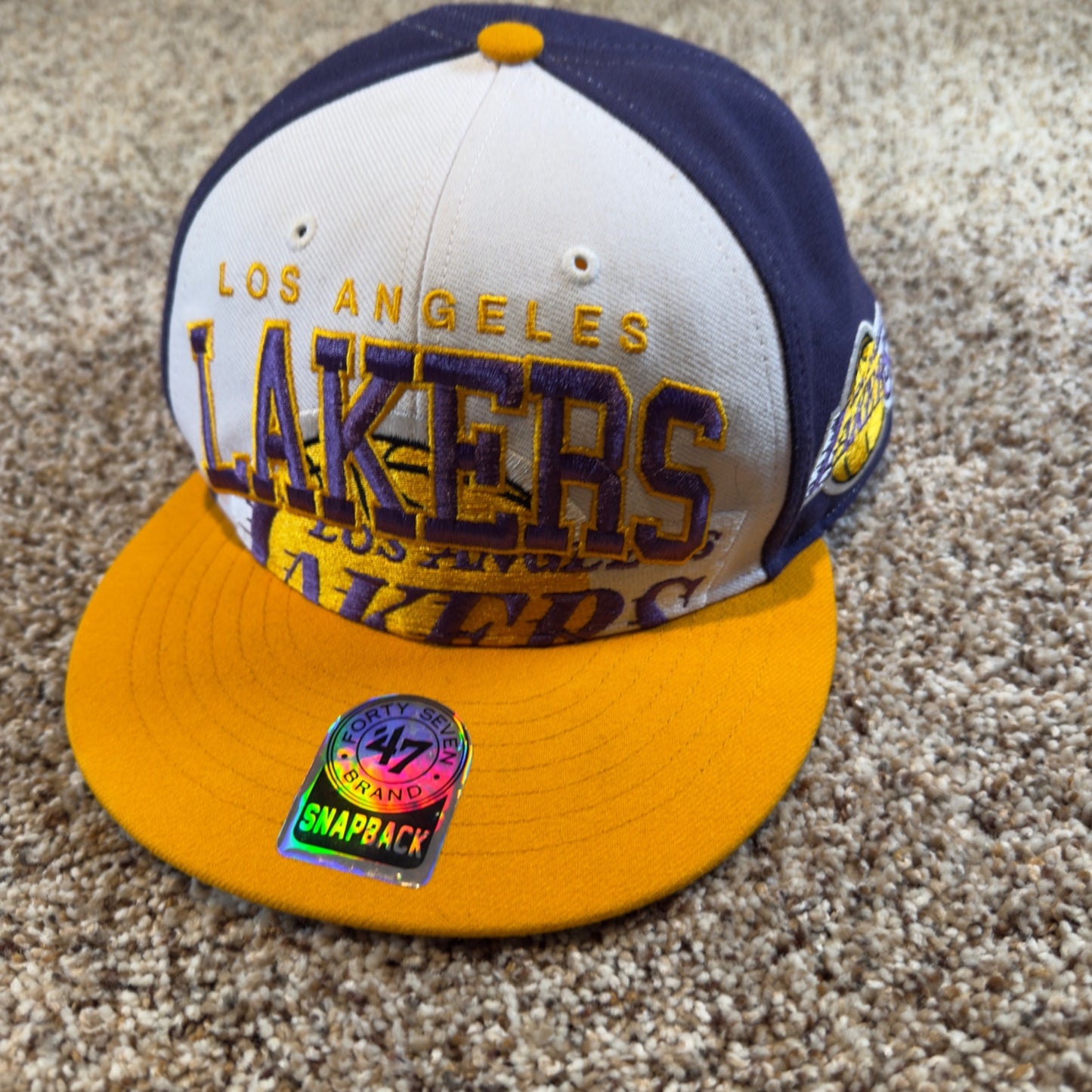 Los Angeles Lakers '47 Brand Snapback Hat White Purple Gold Men's NBA Cap