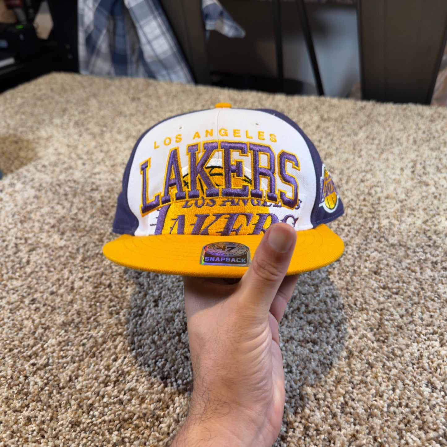 Los Angeles Lakers '47 Brand Snapback Hat White Purple Gold Men's NBA Cap
