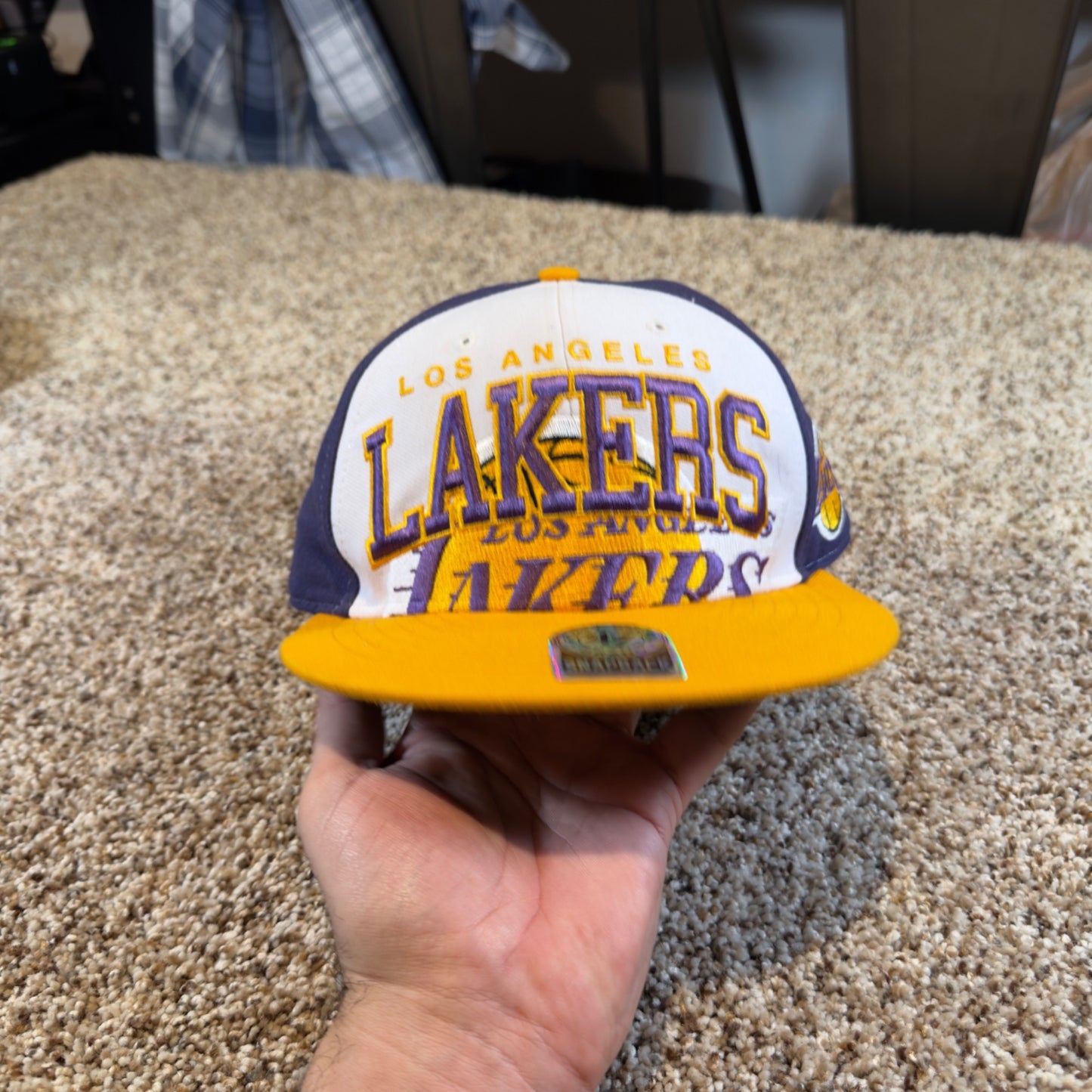 Los Angeles Lakers '47 Brand Snapback Hat White Purple Gold Men's NBA Cap