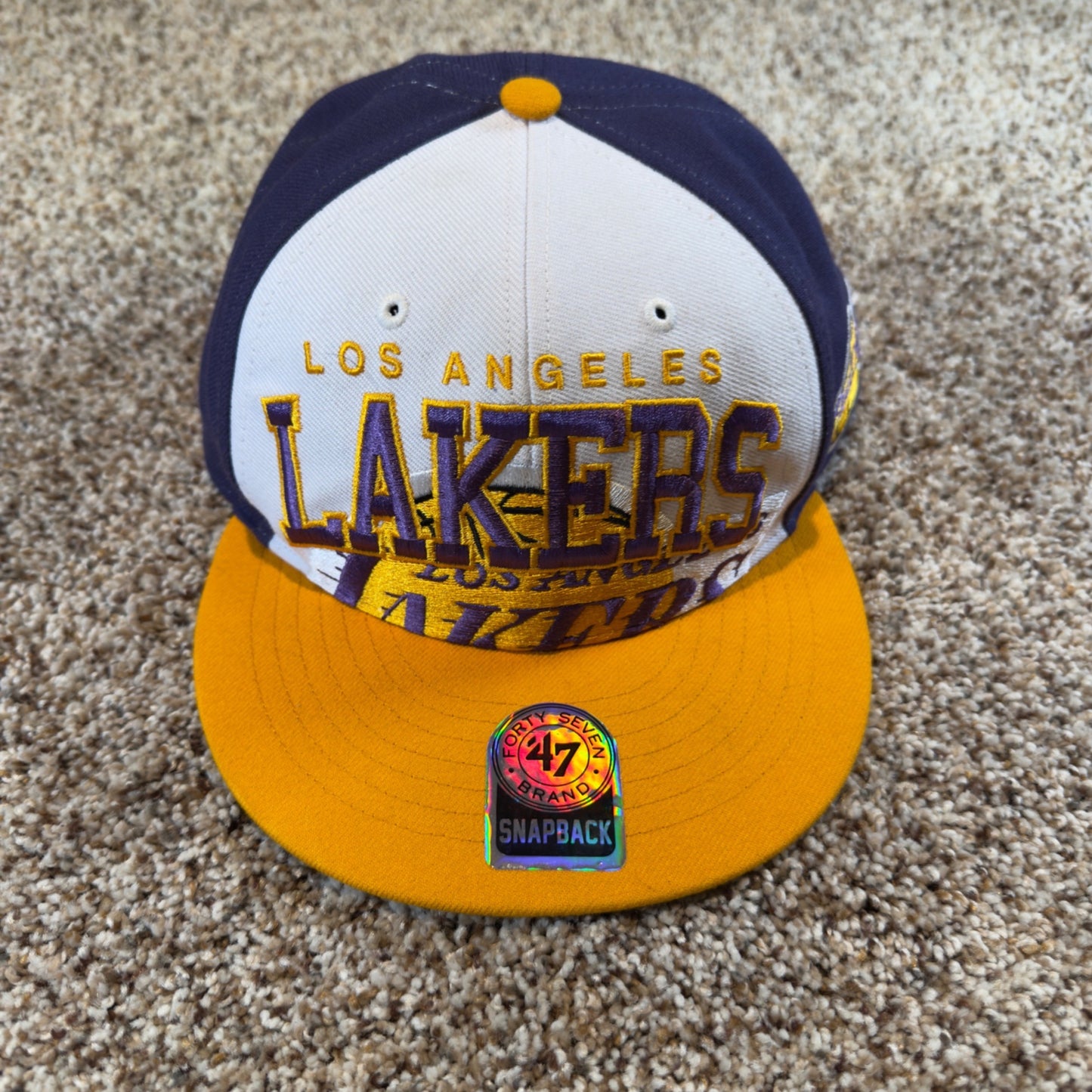 Los Angeles Lakers '47 Brand Snapback Hat White Purple Gold Men's NBA Cap