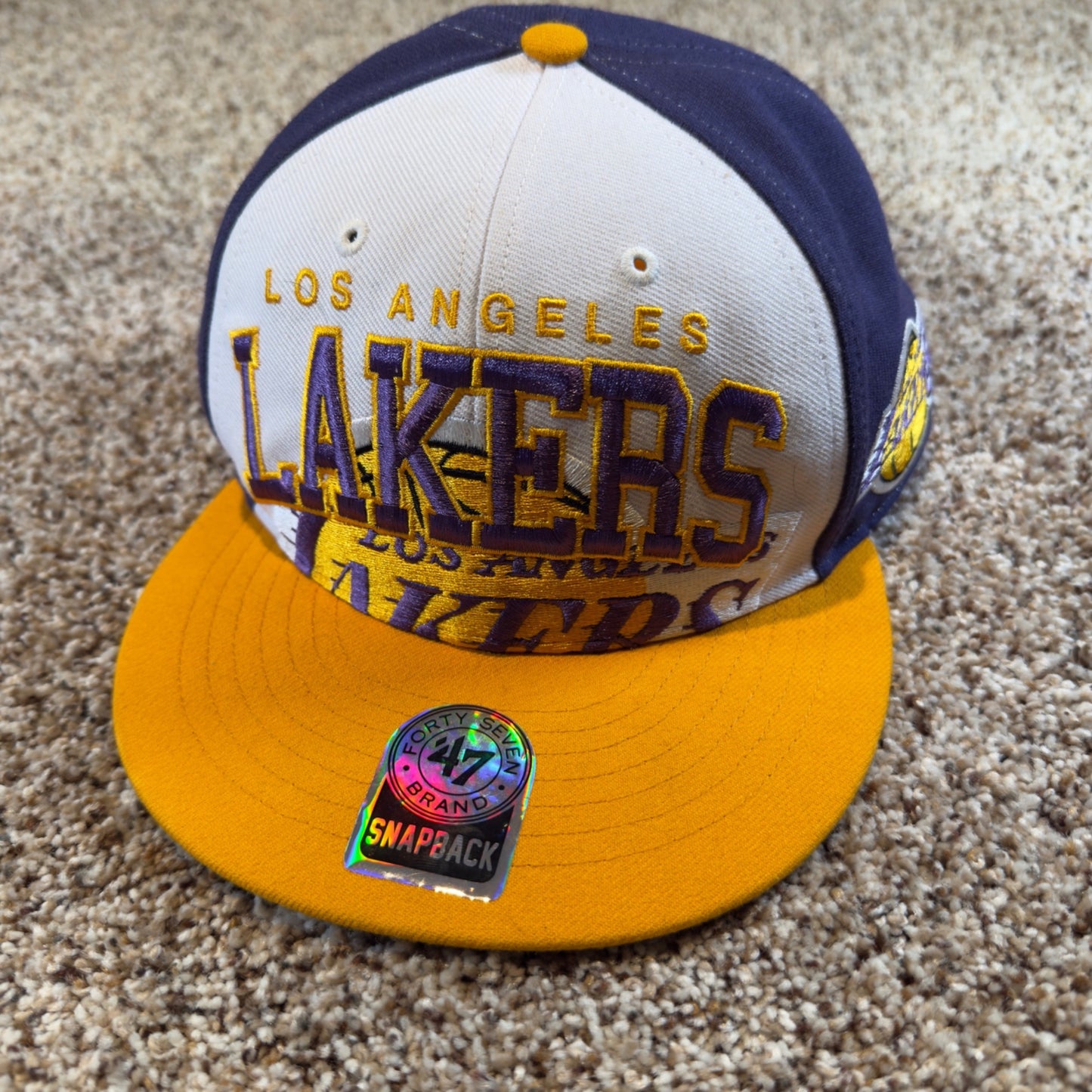 Los Angeles Lakers '47 Brand Snapback Hat White Purple Gold Men's NBA Cap