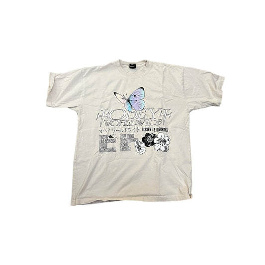 OBEY Short Sleeve Graphic T-Shirt Size M Beige