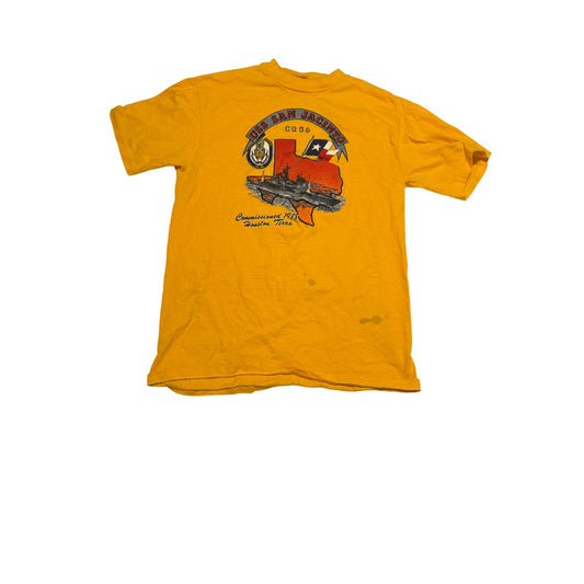 USS San Jacinto Houston Texas Yellow Short Sleeve T-shirt Size M