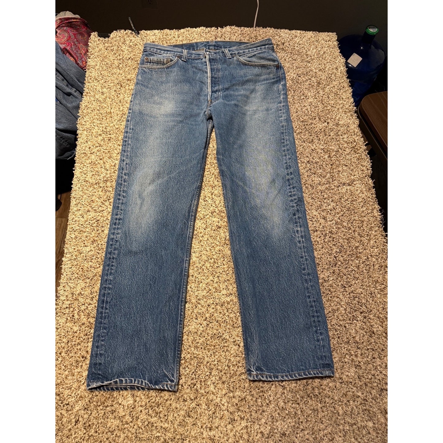 Vintage Levi's 501 Jeans Men's 35x32 Button Fly Blue Denim Two Horse Patch USA Style