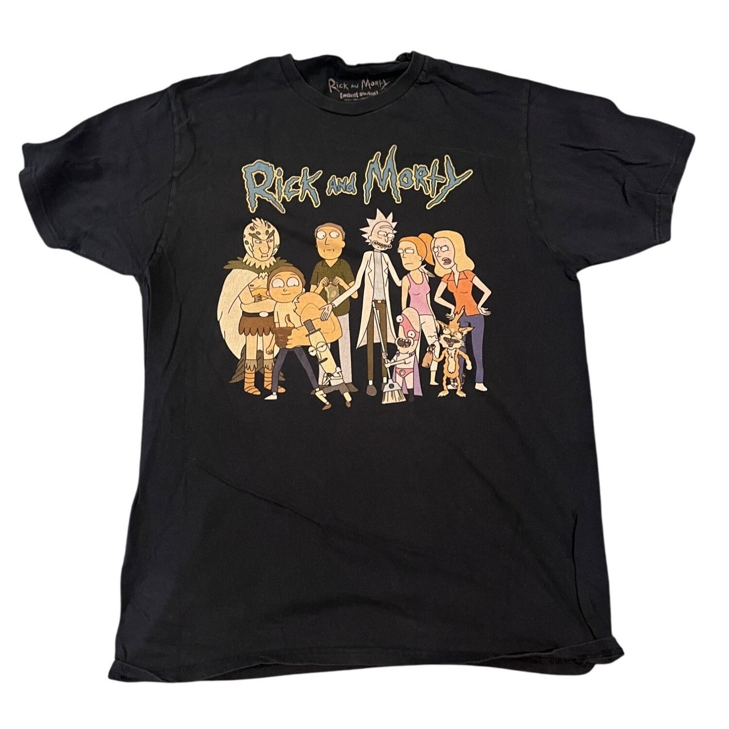 Rick & Morty Ripple Junction Adult Swim Short Sleeve Graphic Tee Black Size M