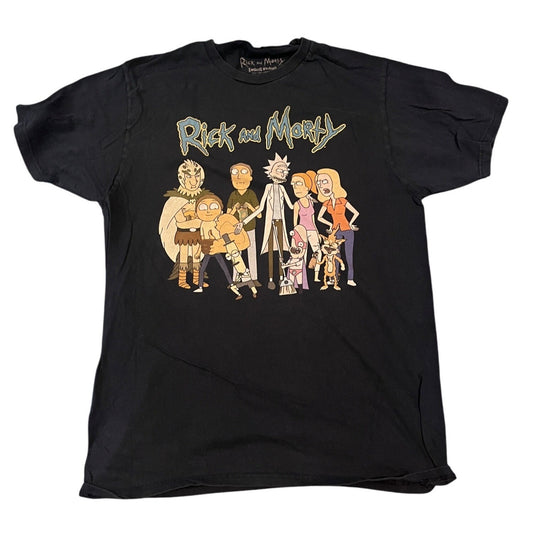 Rick & Morty Ripple Junction Adult Swim Short Sleeve Graphic Tee Black Size M