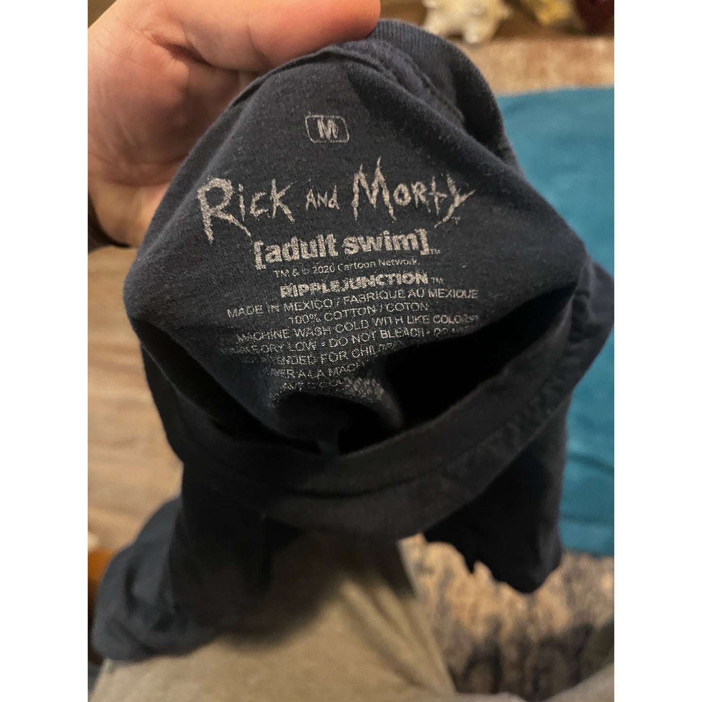 Rick & Morty Ripple Junction Adult Swim Short Sleeve Graphic Tee Black Size M