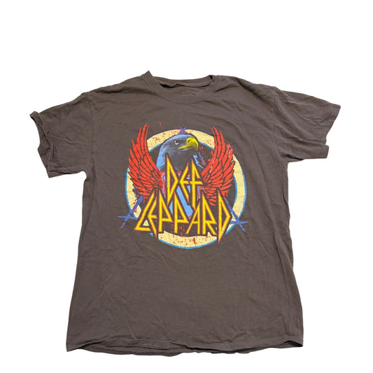 Def Leppard Women’s Dark Gray Short Sleeve Graphic T-Shirt Size M