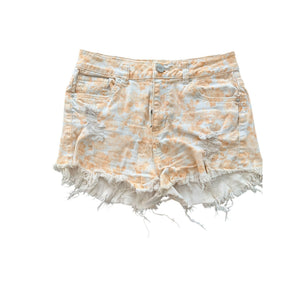 Sapphire Ink Women's Shorts Juniors 5 Peach Floral Print Cream Denim Y2K