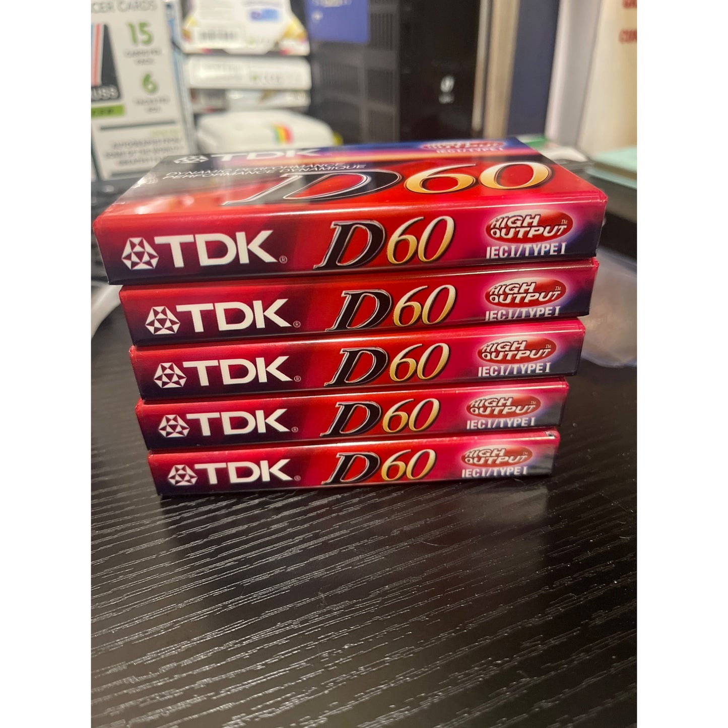 NWB TDK D60 High Output Cassette Tape Sealed Set of 5 Vintage Blank Audio