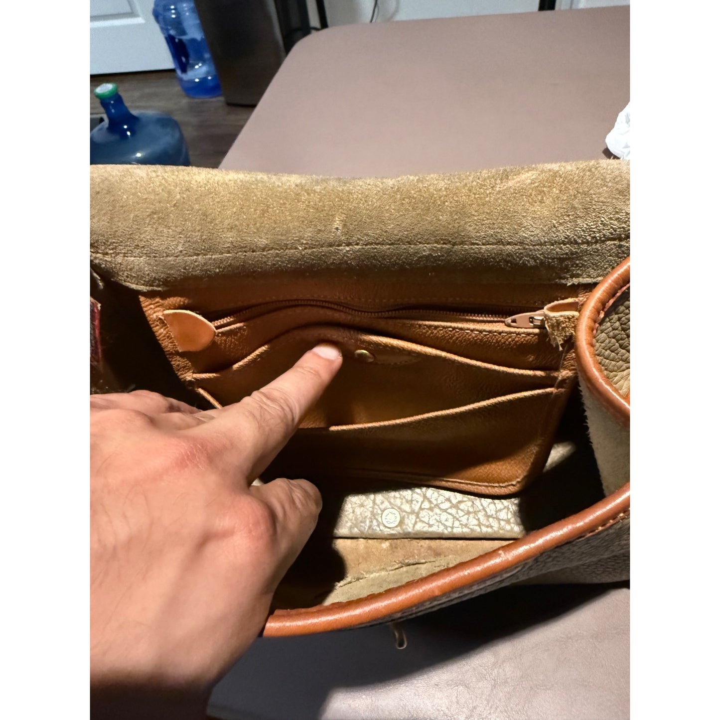 Vintage Dooney & Bourke Essex All-Weather Leather Crossbody Bag Taupe Tan