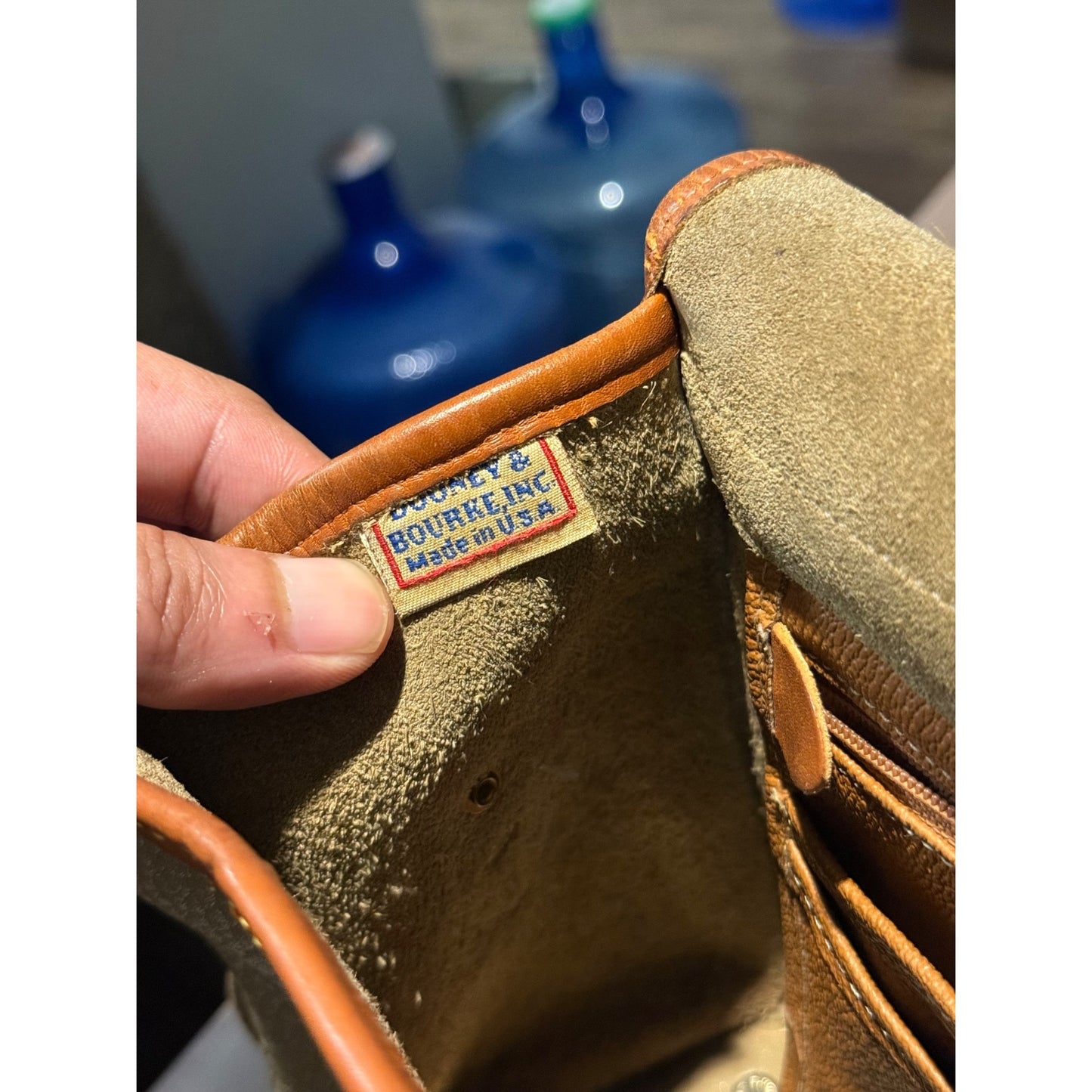 Vintage Dooney & Bourke Essex All-Weather Leather Crossbody Bag Taupe Tan