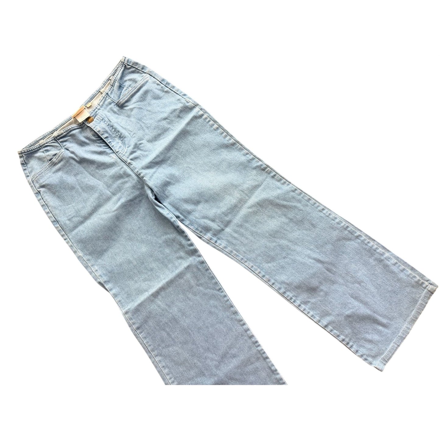 Marc Thompson Women's Jeans 10P Petite Light Wash Wide Leg Flare Stretch
