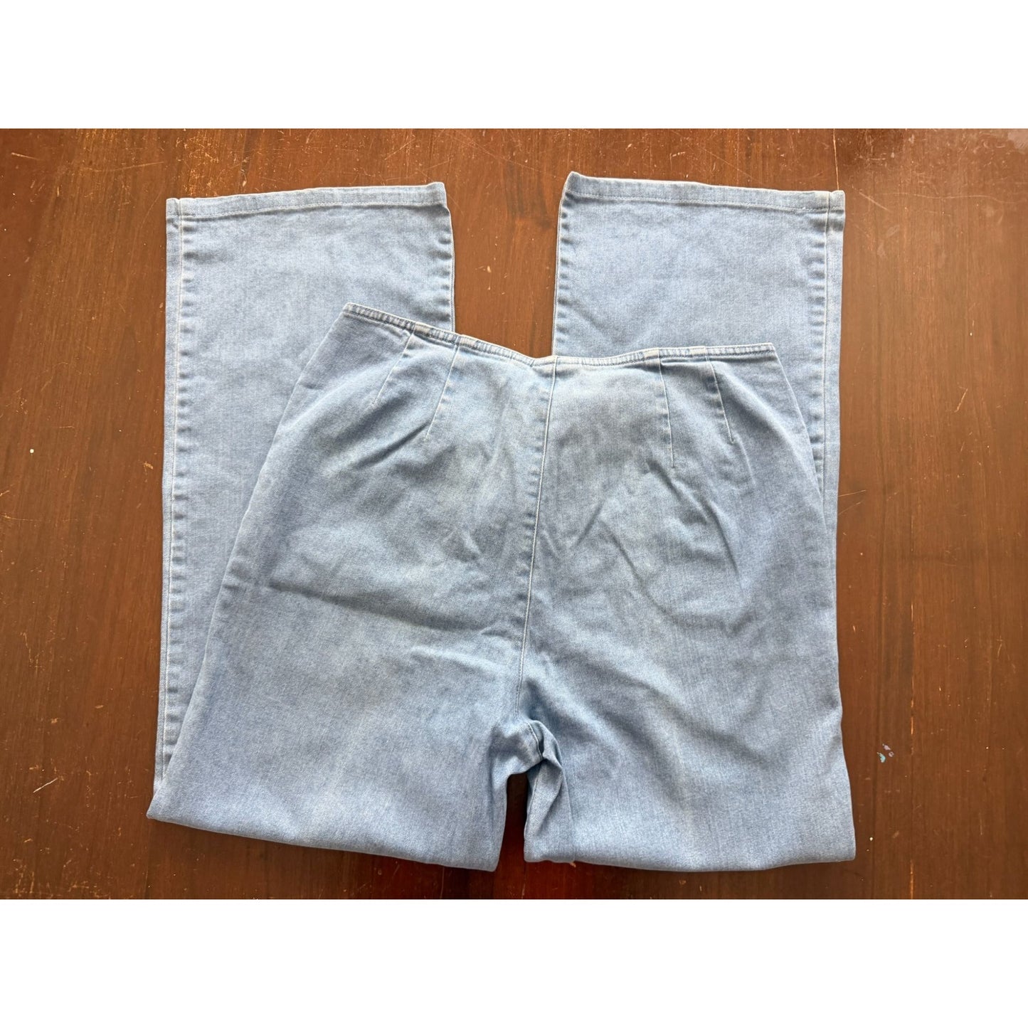 Marc Thompson Women's Jeans 10P Petite Light Wash Wide Leg Flare Stretch