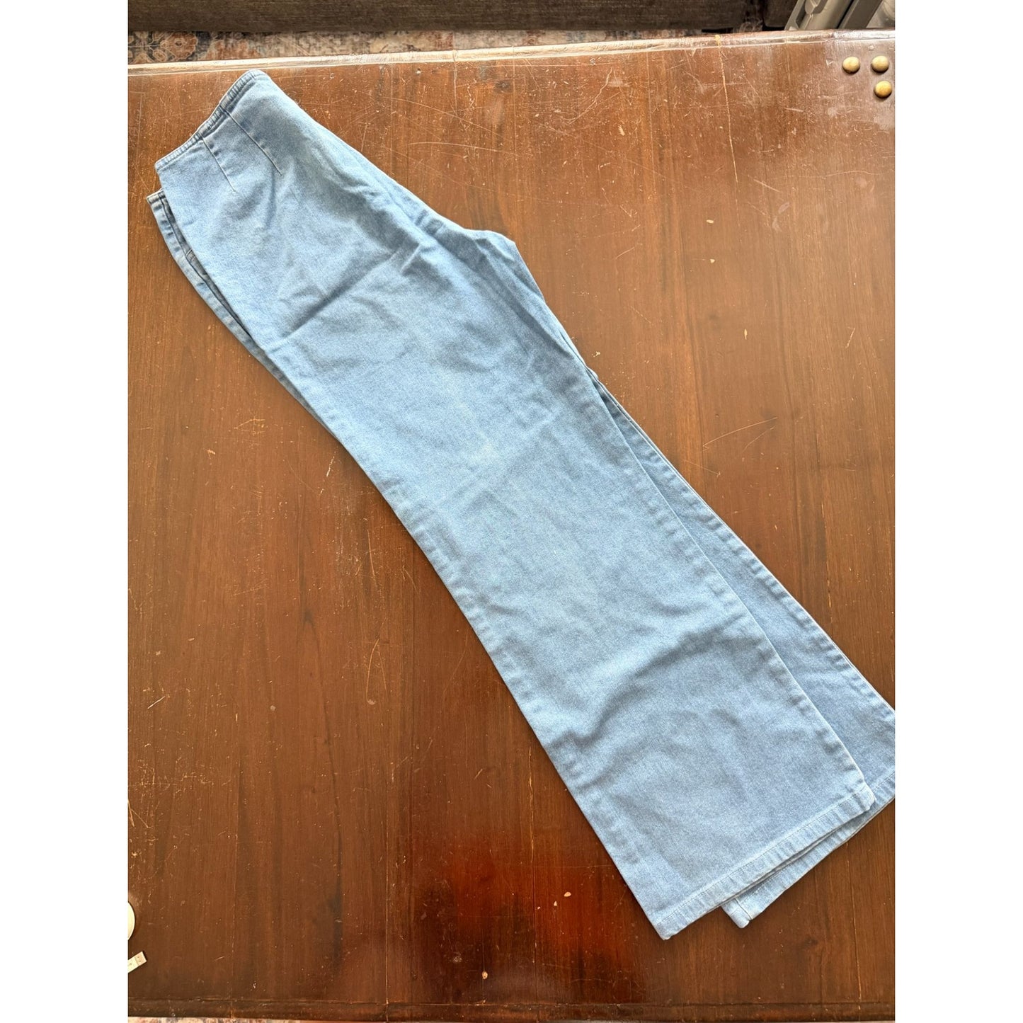 Marc Thompson Women's Jeans 10P Petite Light Wash Wide Leg Flare Stretch