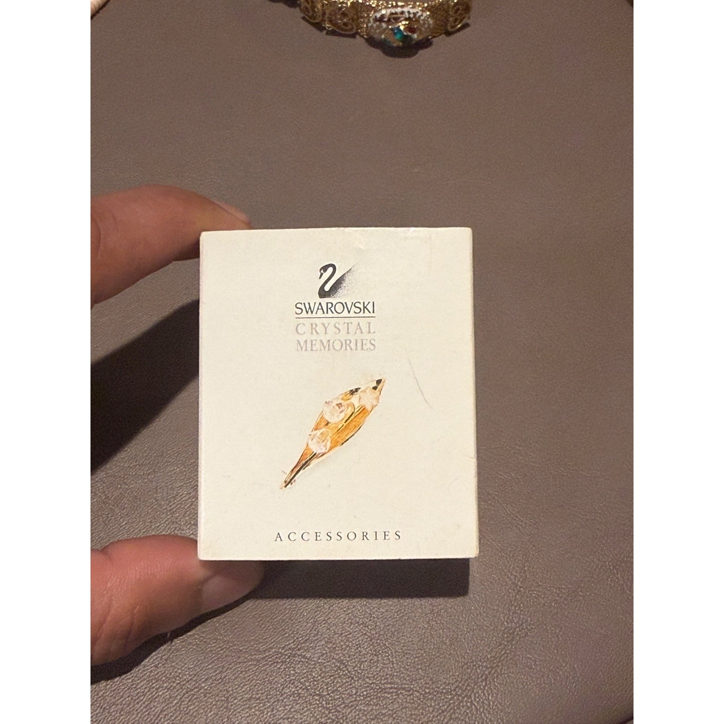 Swarovski Crystal Memories Lily of the Valley Brooch Pin Gold Plated Boxed
