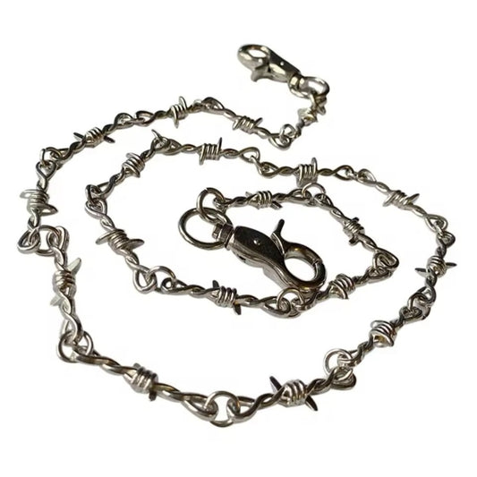 Stainless Steel Y2K 90s Style Barbed Wire Wallet Chain