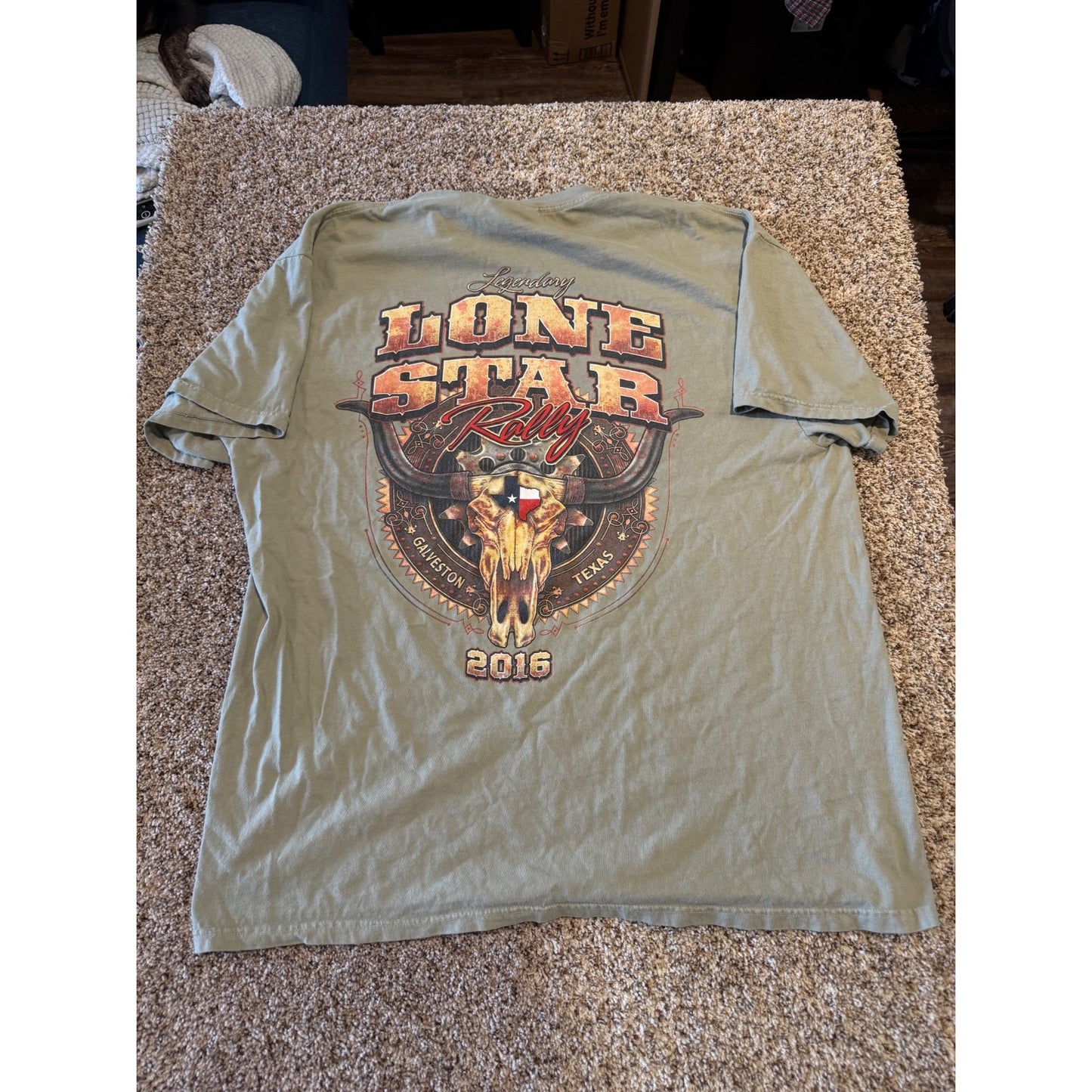 Vintage 2016 Lone Star Rally Galveston Texas Graphic T-Shirt Men's XL Grey