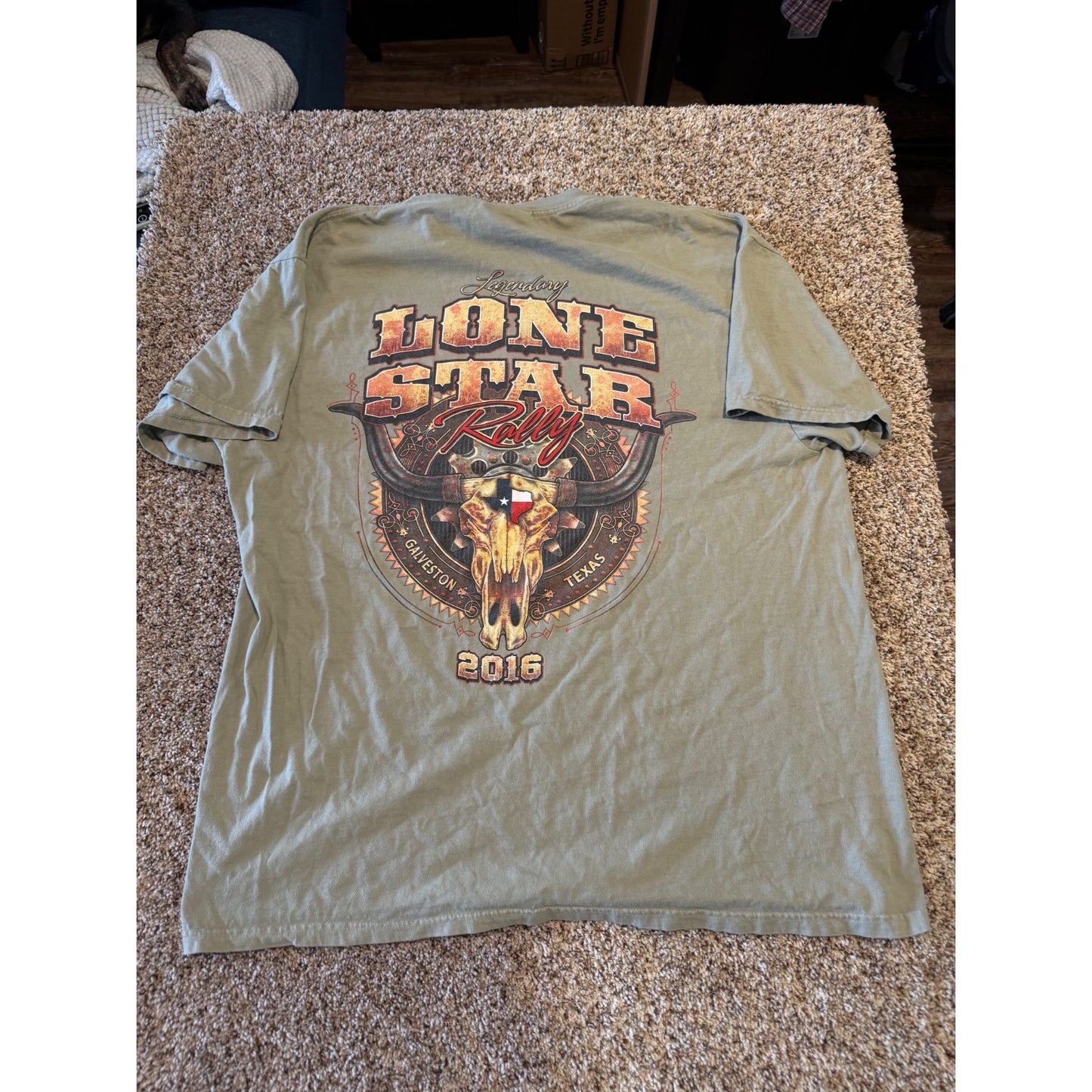 Vintage 2016 Lone Star Rally Galveston Texas Graphic T-Shirt Men's XL Grey