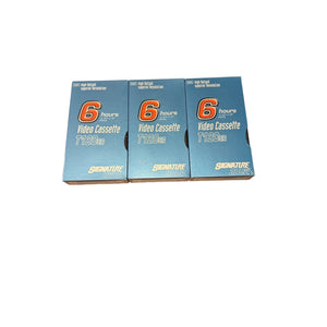Set of 3 Signature 2000 T-120SR Blank VHS Video Cassettes 6 Hour Tapes