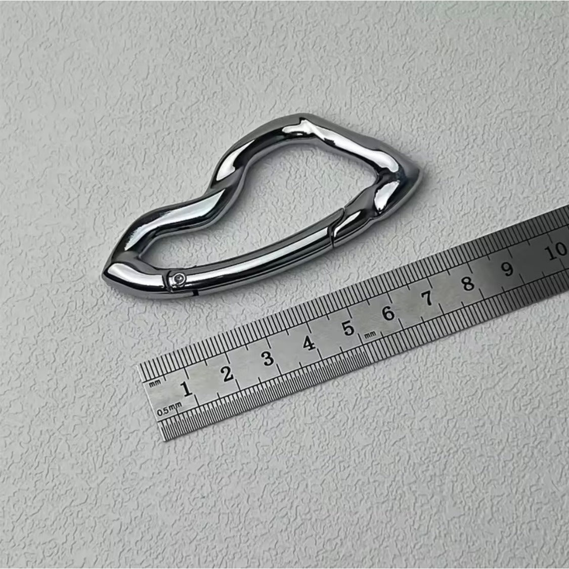 Chrome Metal Carabiner Modern Futuristic Mountaineering Utility Key Hiking Chain