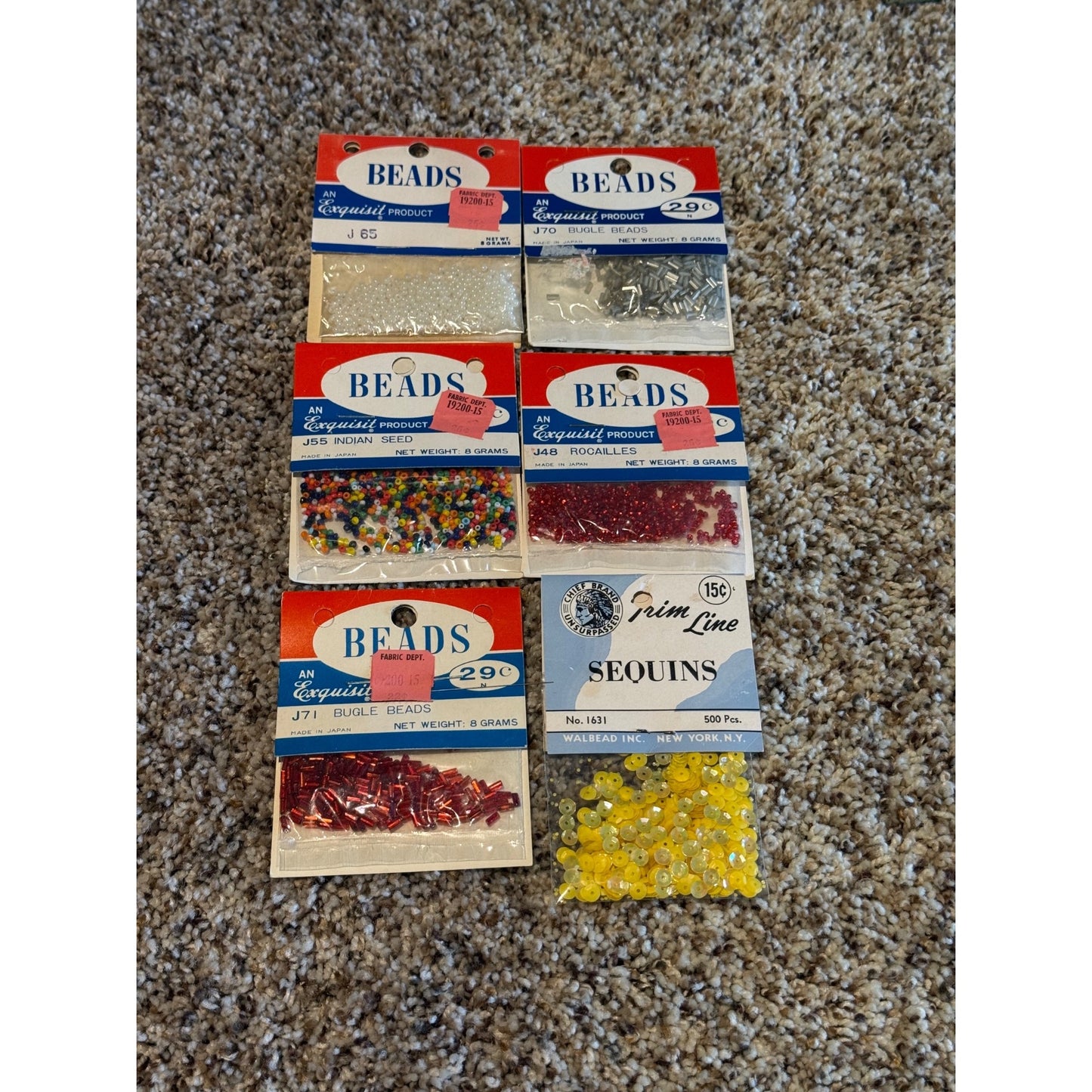 Exquisit Products Lot of 5 Vintage Glass Seed Beads Craft Jewelry Making Mixed