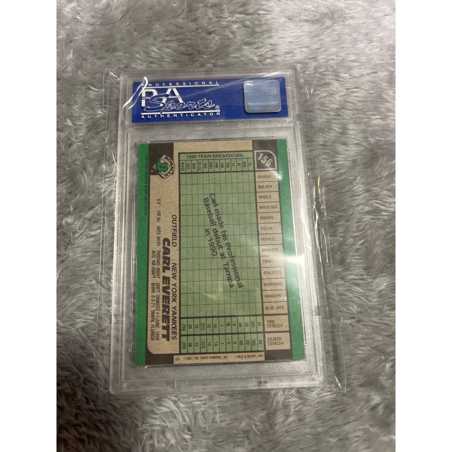 Vintage 1991 Bowman Carl Everett PSA Mint 9 Trading Card