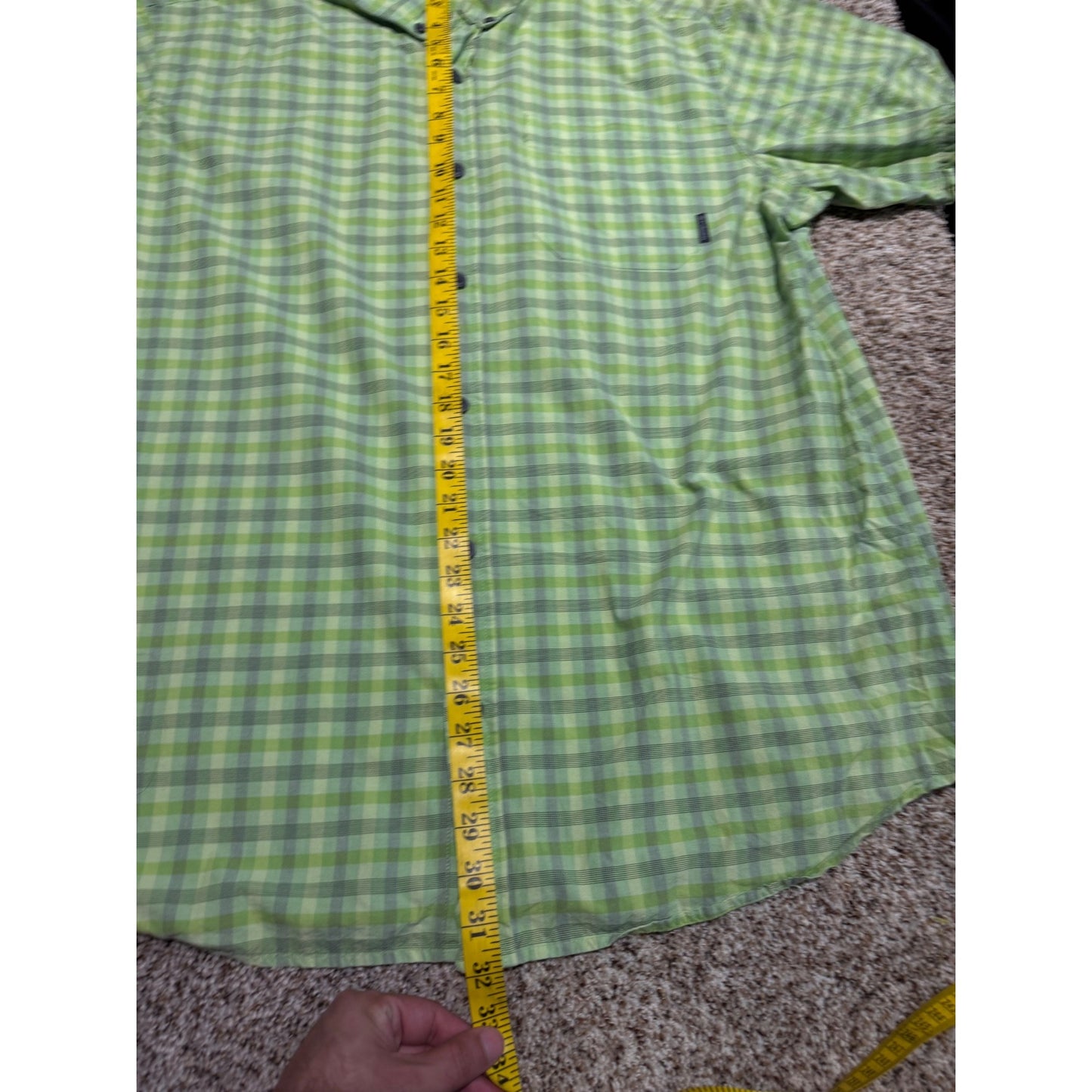 Columbia Sportswear Green Gray Plaid Button Down Shirt Men's XL Regular Fit