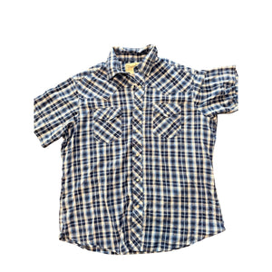 Wrangler Western Snap Shirt Men's XL Blue Plaid Short Sleeve Pearl Snap