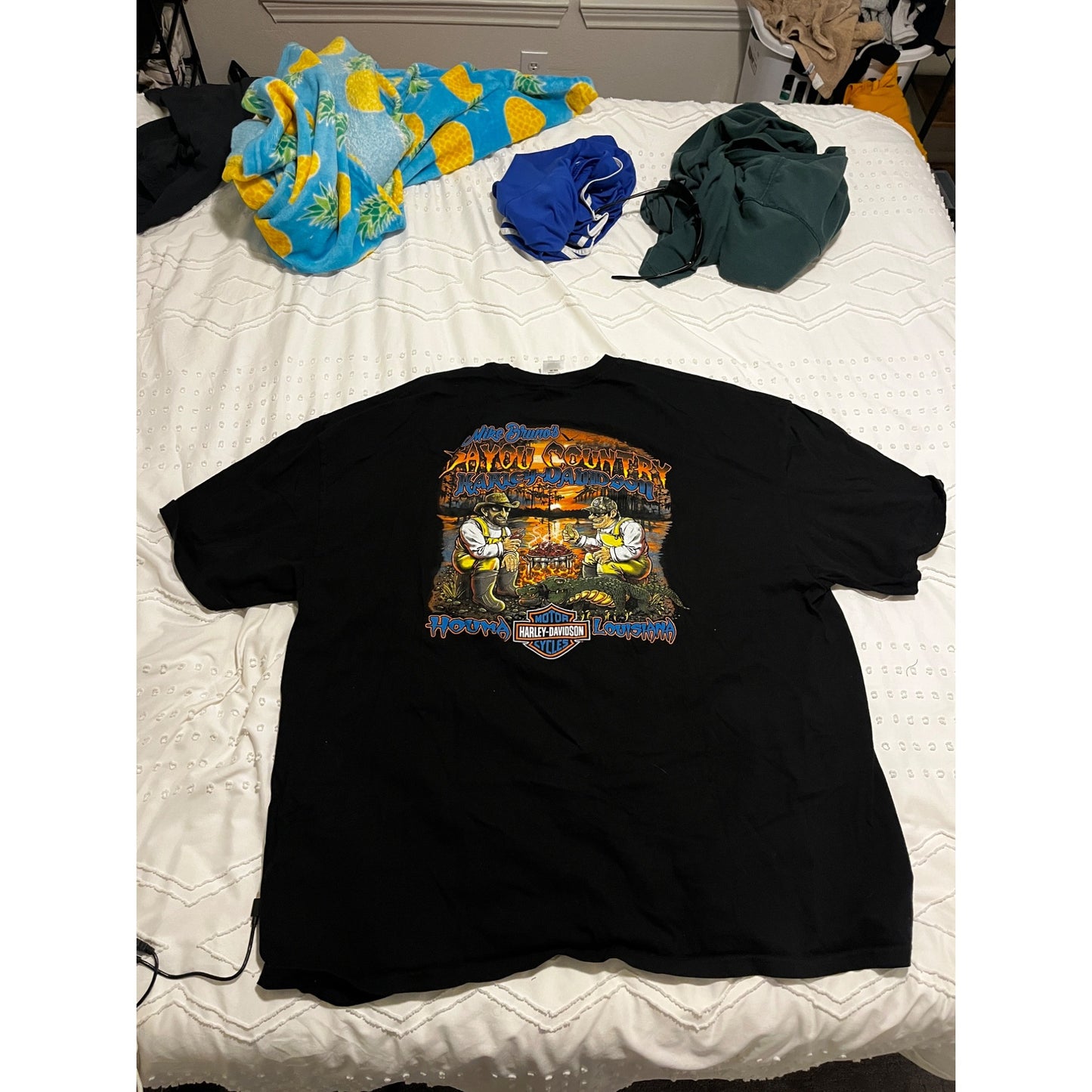 Harley Davidson Motorcycle Louisiana Black Short Sleeve T-shirt Size 4XL