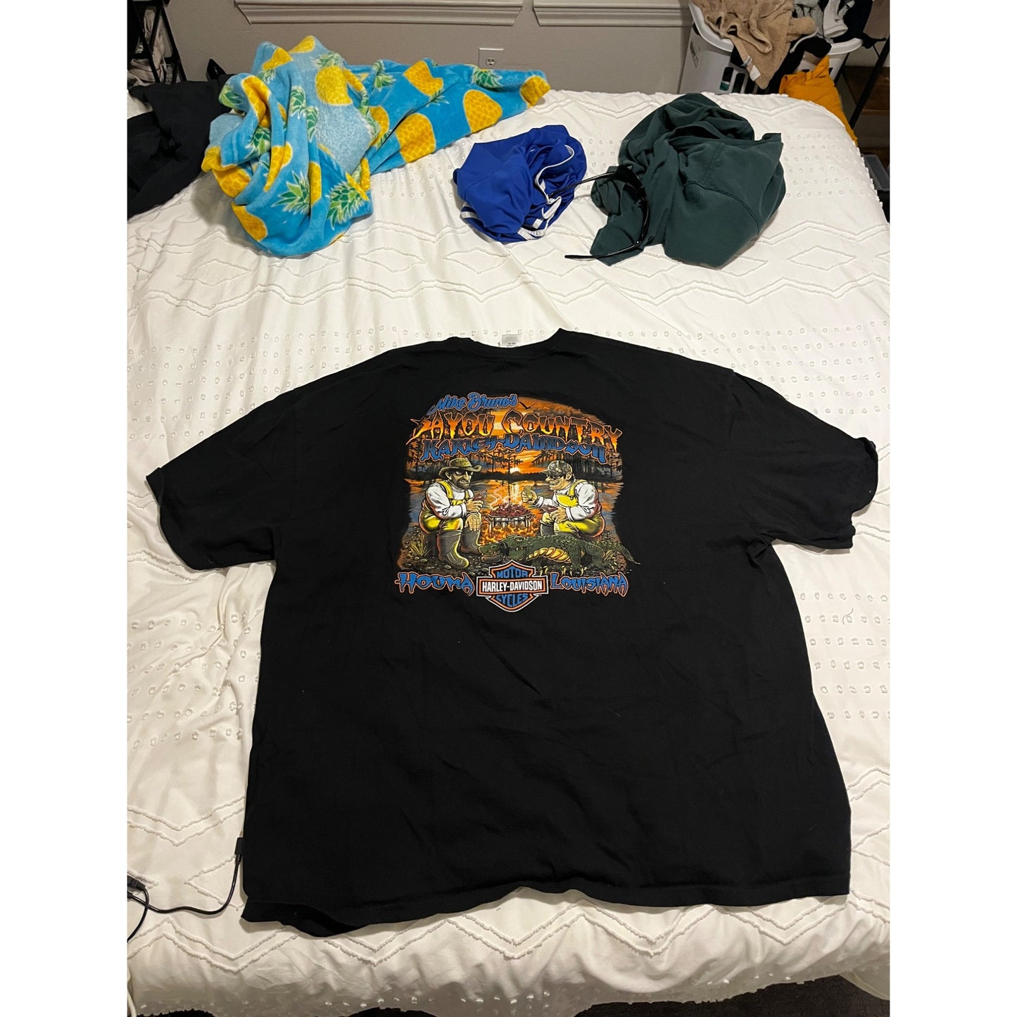 Harley Davidson Motorcycle Louisiana Black Short Sleeve T-shirt Size 4XL