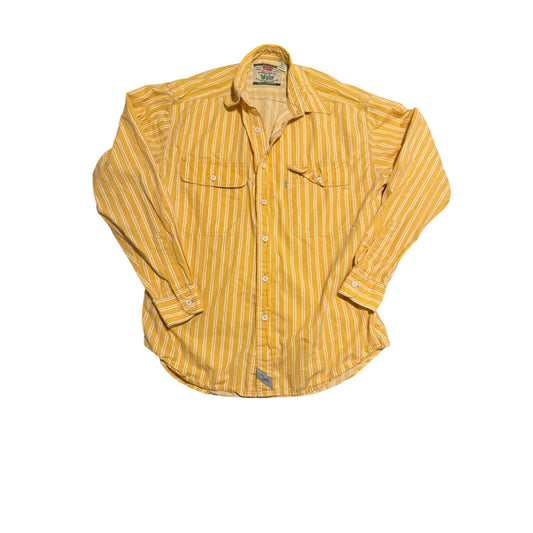 Levis Vintage Adult Short Sleeve Yellow Striped Button Down Shirt Size M