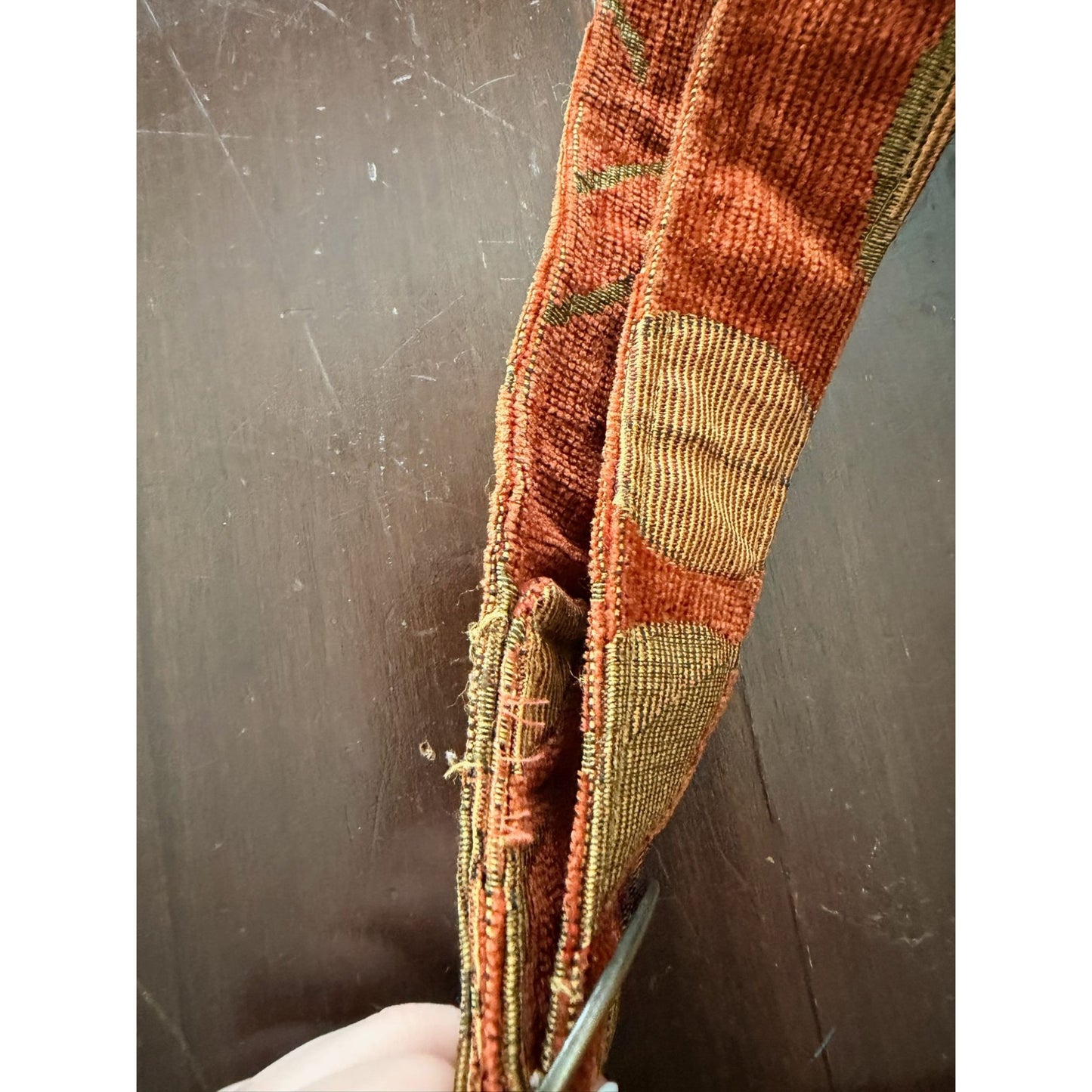 Vintage Tapestry Crossbody Bag Rust Orange Leaf Print Boho Slouchy Hobo Purse