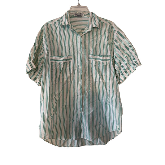 Gap Clothing Co Preppy Casual Striped Button Up Shirt Green White Men's Size M