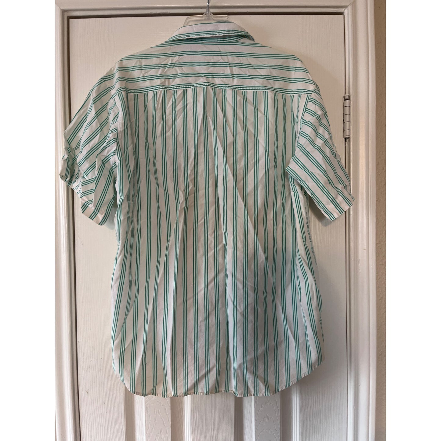 Gap Clothing Co Preppy Casual Striped Button Up Shirt Green White Men's Size M