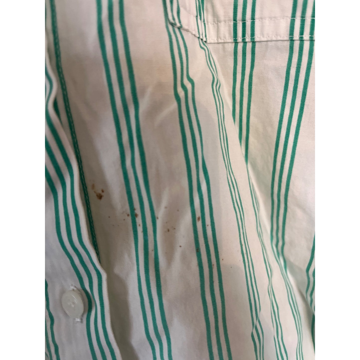 Gap Clothing Co Preppy Casual Striped Button Up Shirt Green White Men's Size M