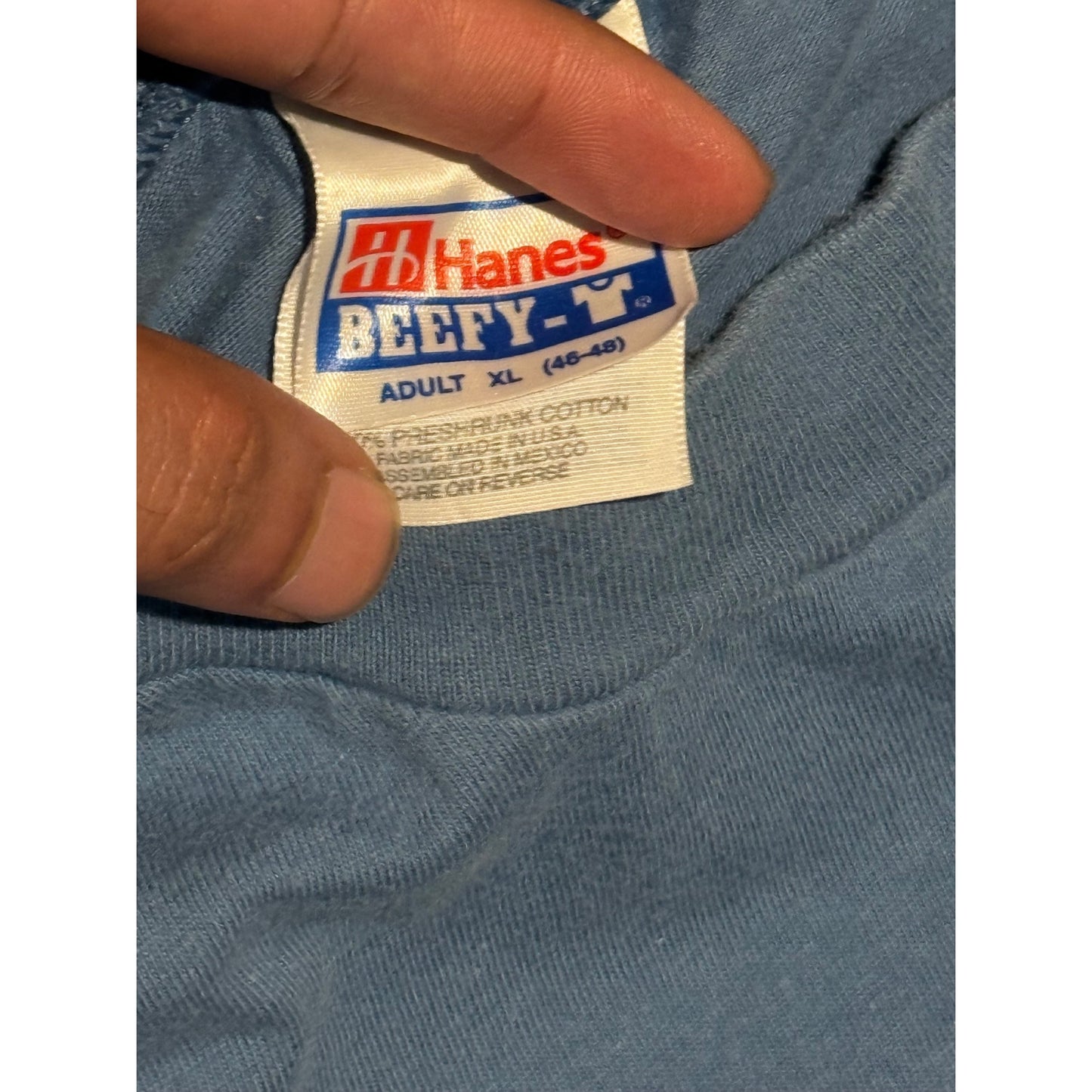 Vintage Hanes Texas Longhorn Skull Graphic T-Shirt Men's XL Blue Western Tee