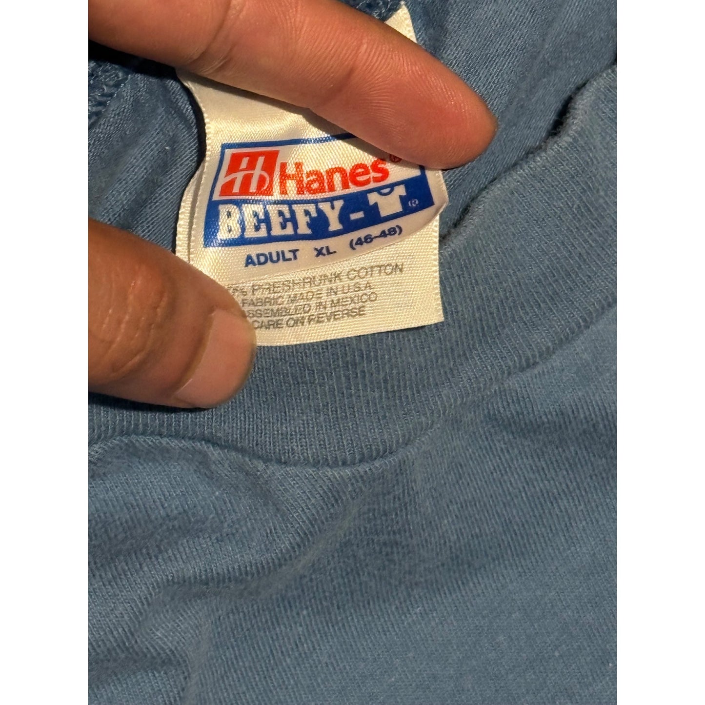 Vintage Hanes Texas Longhorn Skull Graphic T-Shirt Men's XL Blue Western Tee