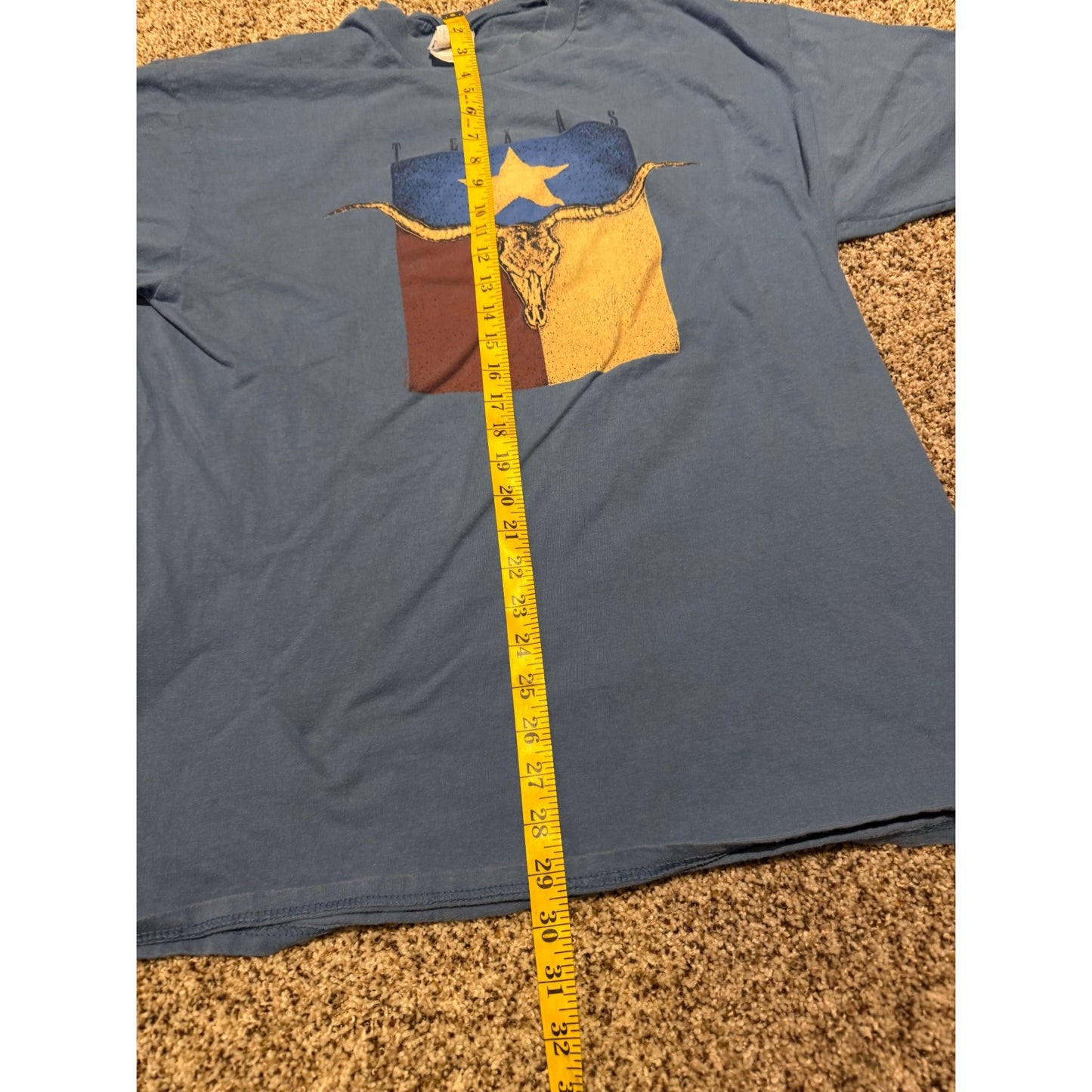Vintage Hanes Texas Longhorn Skull Graphic T-Shirt Men's XL Blue Western Tee