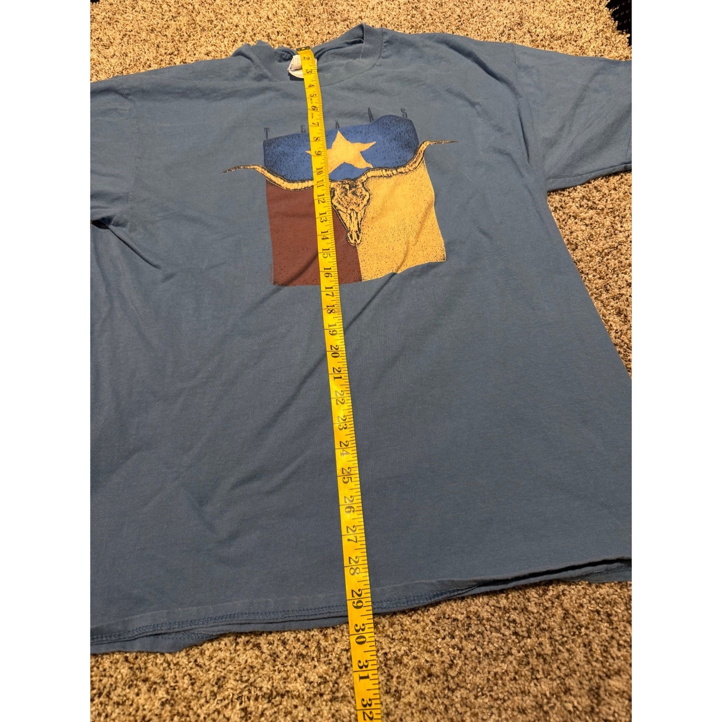 Vintage Hanes Texas Longhorn Skull Graphic T-Shirt Men's XL Blue Western Tee
