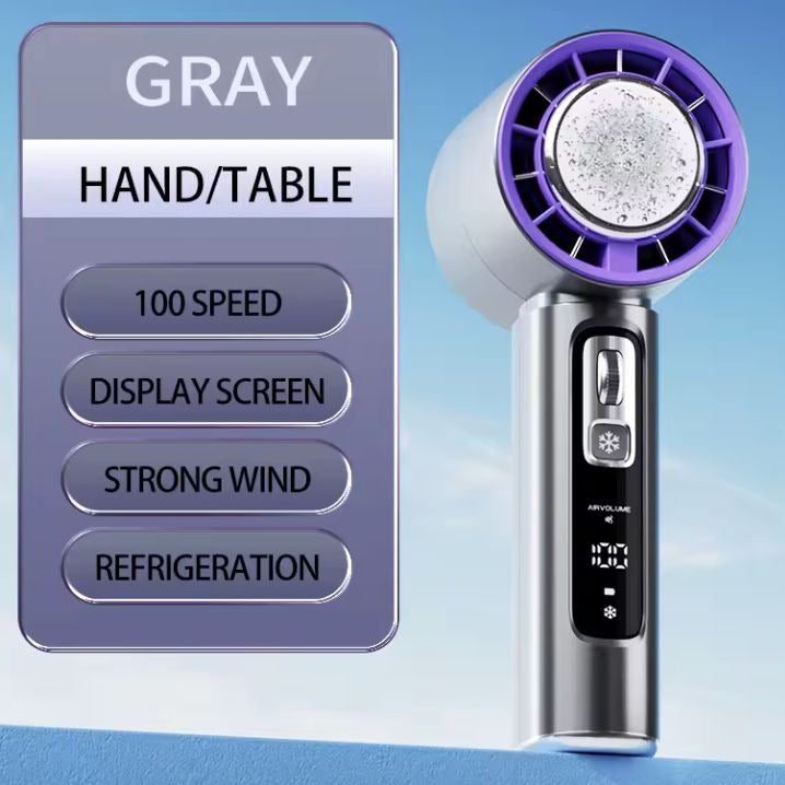 Handheld Semiconductor Cooling Fan USB Rechargeable 3000mAh Gray Purple