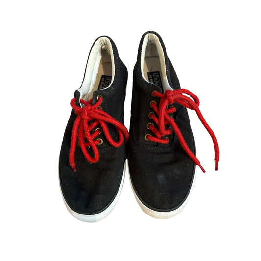 Polo Ralph Lauren Mens Red Lace Up Black Upper Sneakers Size 4.5