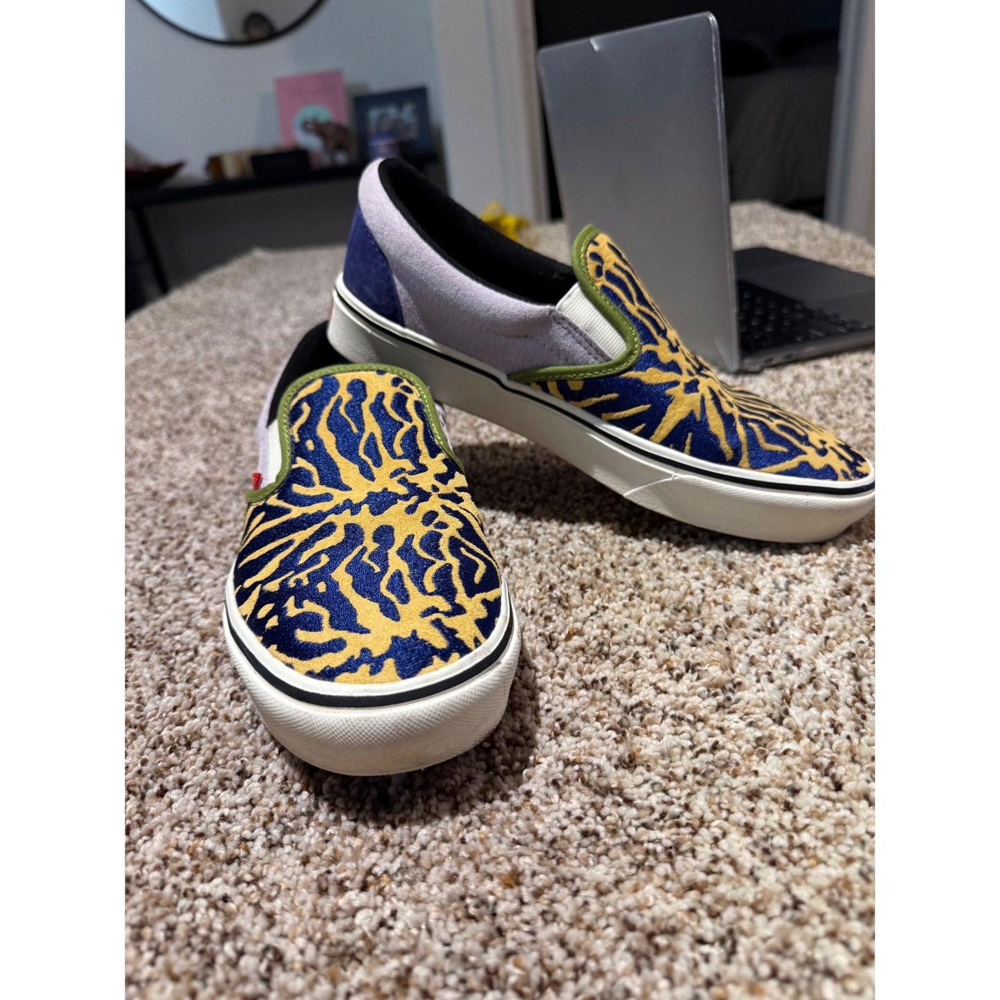 Vans ComfyCush Slip-On Blueprint Bugs Sneakers Women's 9 Suede Canvas Shoes