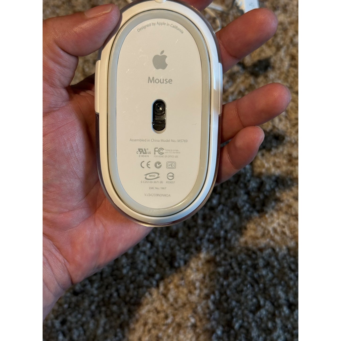 Vintage Apple Pro Mouse M5769 USB Wired Optical Clear White Mac Computer Mouse