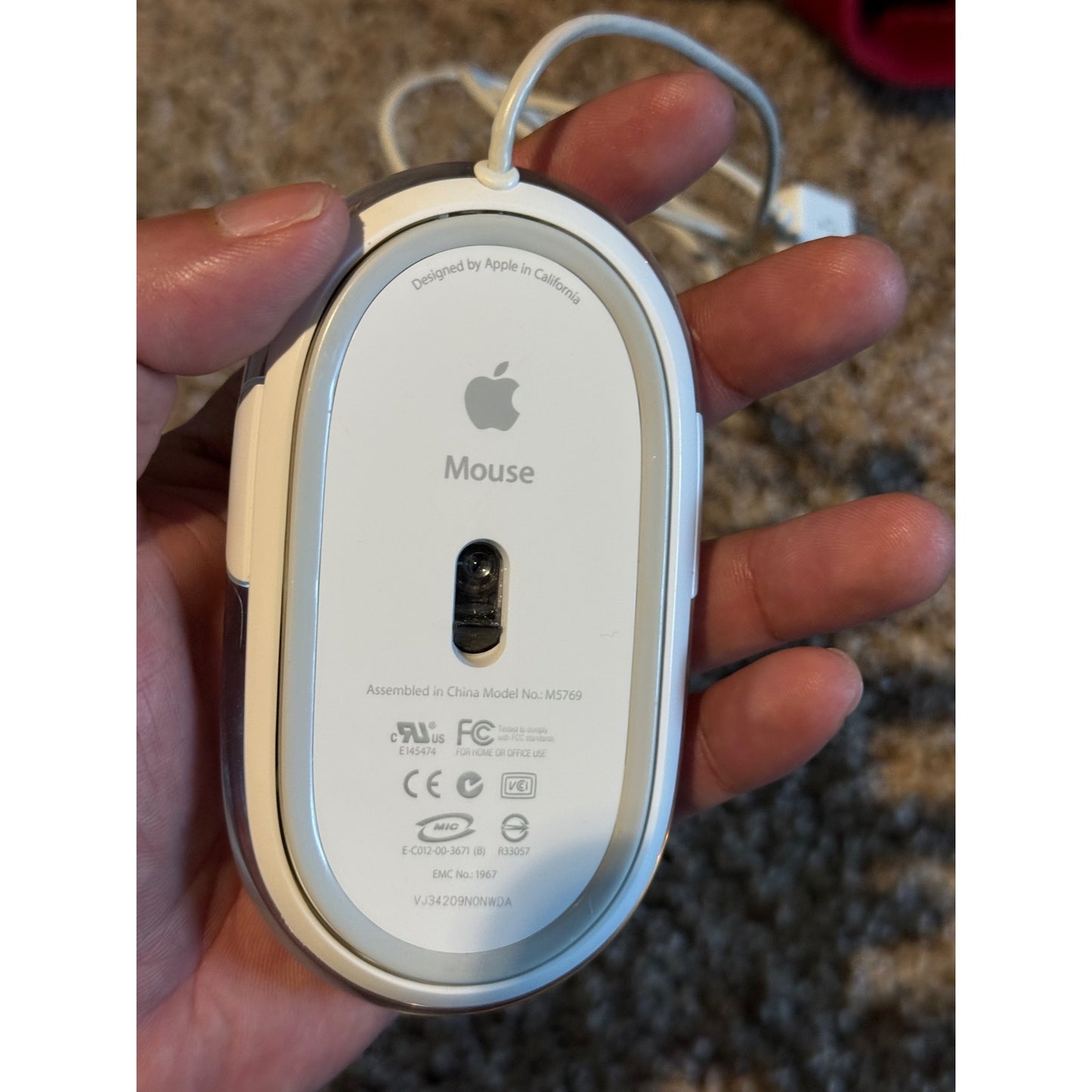 Vintage Apple Pro Mouse M5769 USB Wired Optical Clear White Mac Computer Mouse